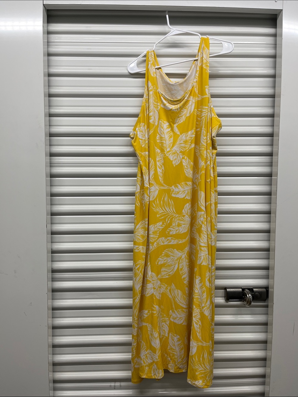 Susan Graver Yellow and White Tropical Maxi Dress Size 4X